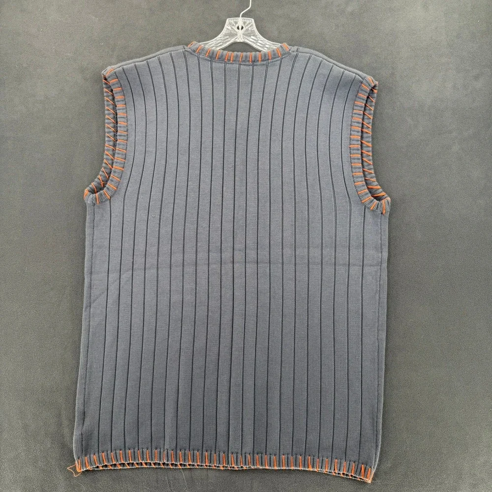 VTG Nike Air Jordan Argyle Sweater Vest 3XL Gray Orange Knit Jumpman Y2K READ